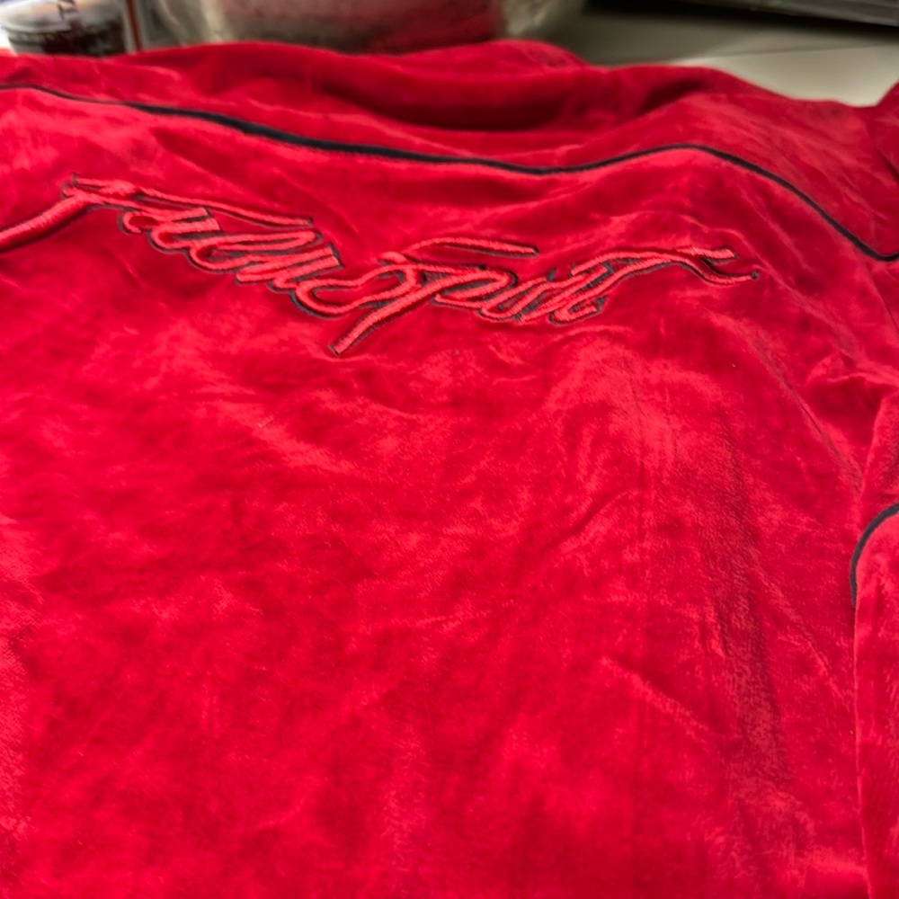 Vintage red velour FUBU snap up shirt Sz XL